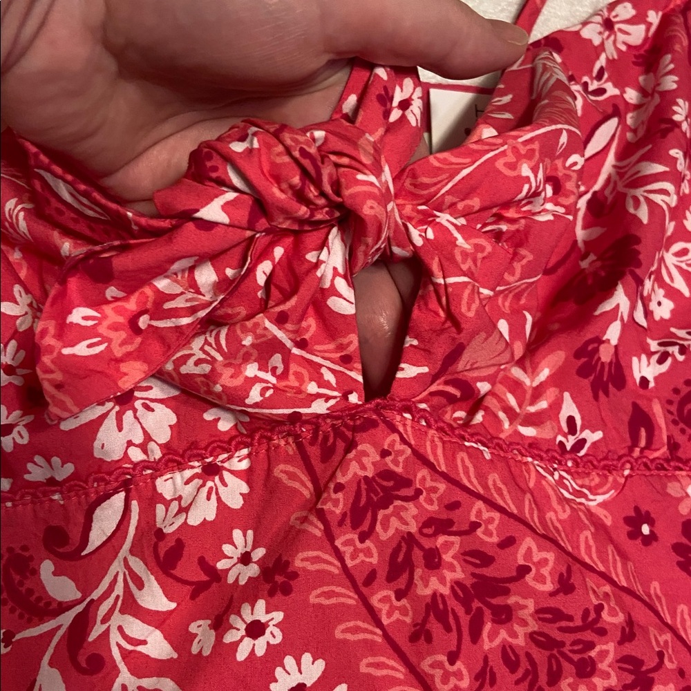 NWT LOFT Pink Paisley 100% Cotton Midi Dress w/ Pockets - Picture 4 of 10